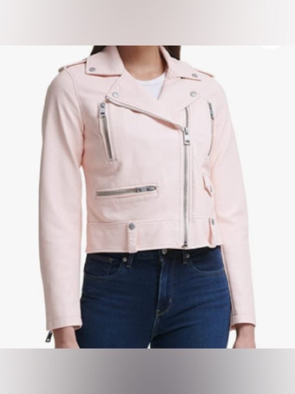 Levi's Pale Pink Faux Leather Moto Jacket